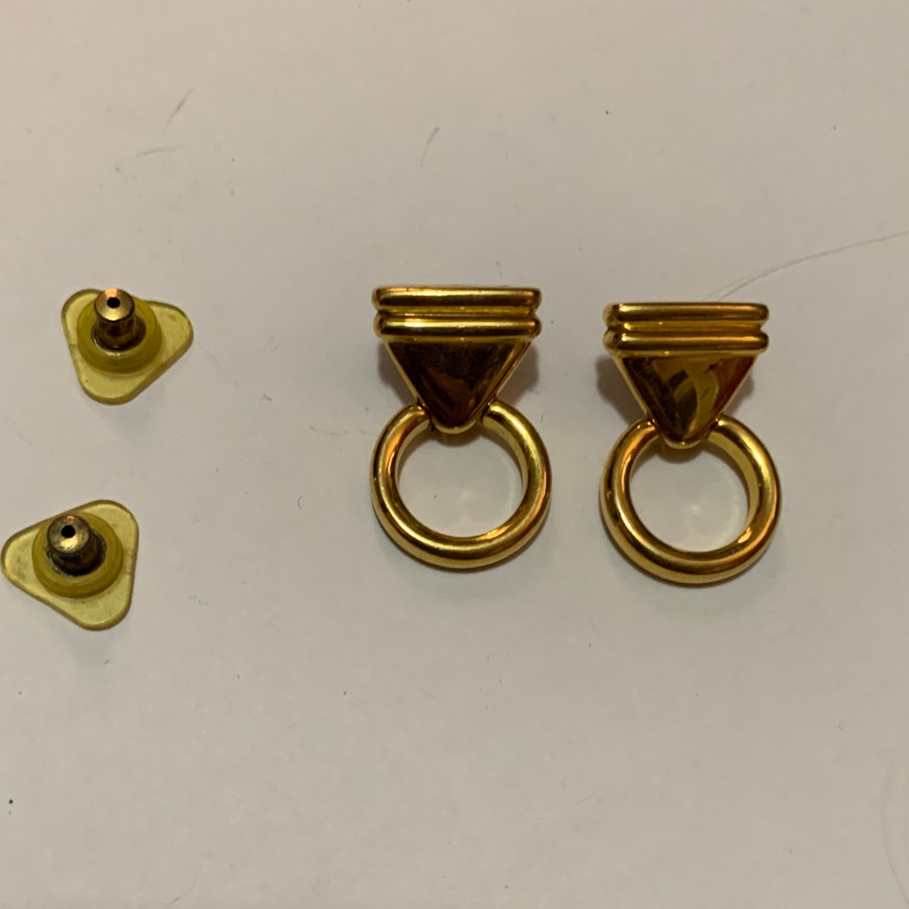 Lci Gold Tone Door Knocker 1” 90’s Pierced Earrings